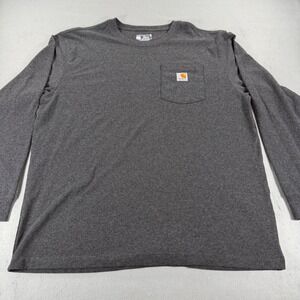 Carhartt Long Sleeve Pocket T-Shirt L Charcoal Loose Fit Workwear Tee